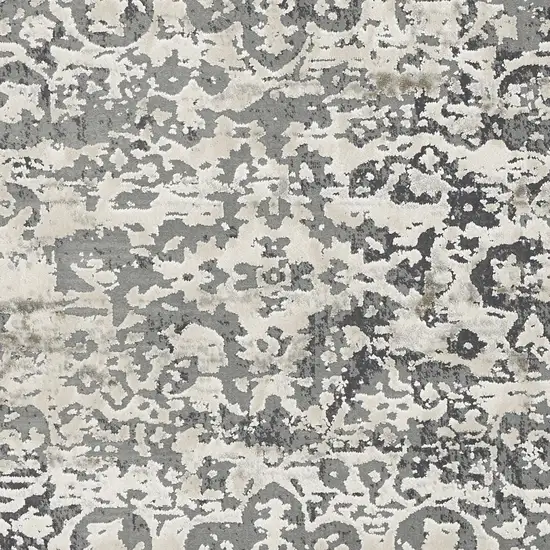 Ivory Machine Woven Distressed Diamond Floral Medallion Indoor Area Rug Photo 2