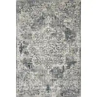 Photo of Ivory Machine Woven Distressed Diamond Floral Medallion Indoor Area Rug