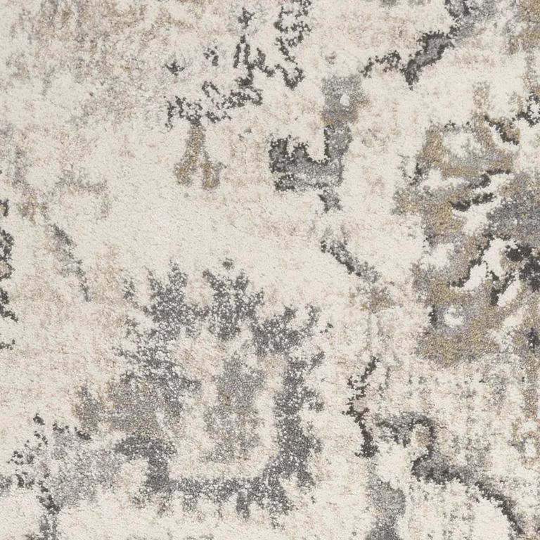 Ivory Machine Woven Distressed Floral Traditional Indoor Area Rug Photo 2