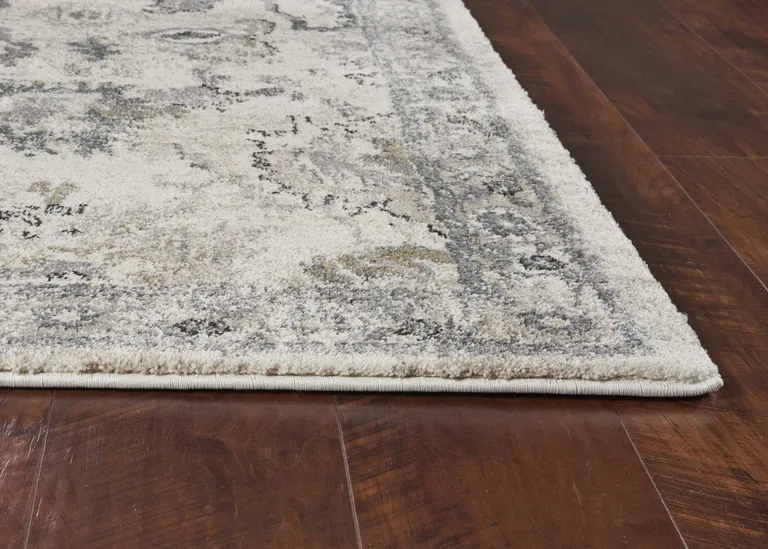 Ivory Machine Woven Distressed Floral Traditional Indoor Area Rug Photo 4