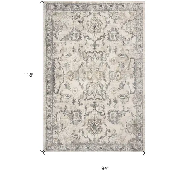 Ivory Machine Woven Distressed Floral Traditional Indoor Area Rug Photo 3