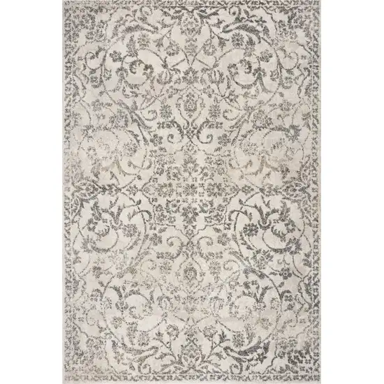 Ivory Machine Woven Distressed Floral Vines Indoor Area Rug Photo 1