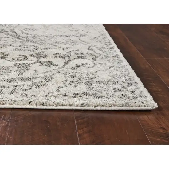 Ivory Machine Woven Distressed Floral Vines Indoor Area Rug Photo 4