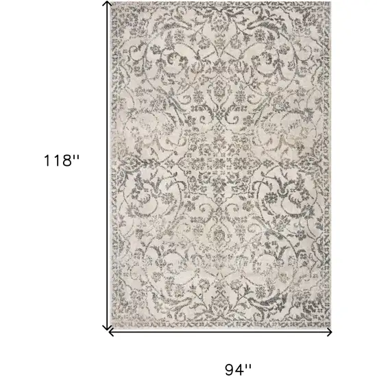 Ivory Machine Woven Distressed Floral Vines Indoor Area Rug Photo 7