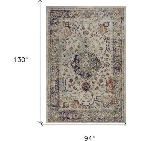 Ivory Machine Woven Floral Medallion Indoor Area Rug Photo 3