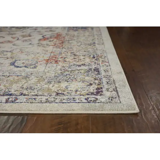 Ivory Machine Woven Floral Medallion Indoor Area Rug Photo 4