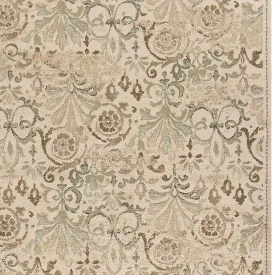 Ivory Machine Woven Floral Traditional Indoor Area Rug Photo 6