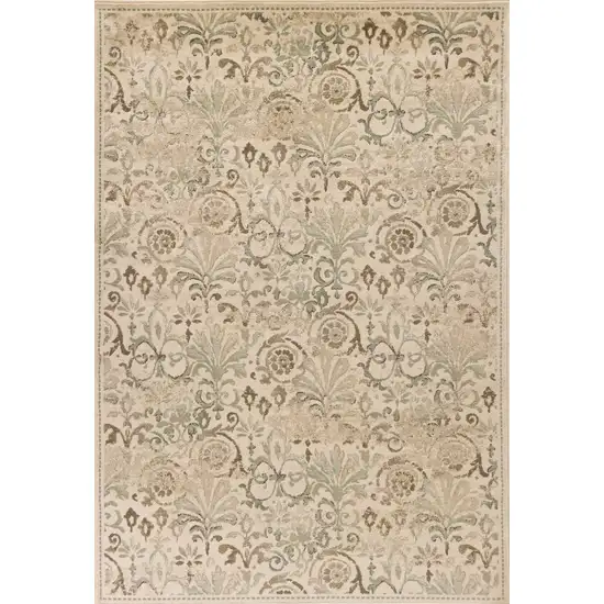 Ivory Machine Woven Floral Traditional Indoor Area Rug Photo 1