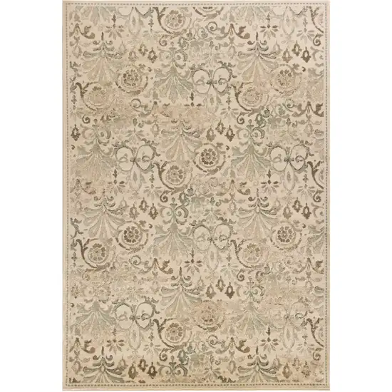 Ivory Machine Woven Floral Traditional Indoor Area Rug Photo 2