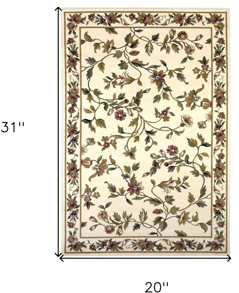 Ivory Machine Woven Floral Vines Indoor Accent Rug Photo 4