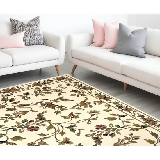 Ivory Machine Woven Floral Vines Indoor Area Rug Photo 1