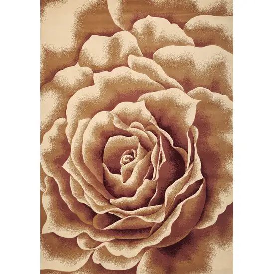 Ivory Machine Woven Hand Carved Oversized Floral Indoor Accent Rug Photo 1