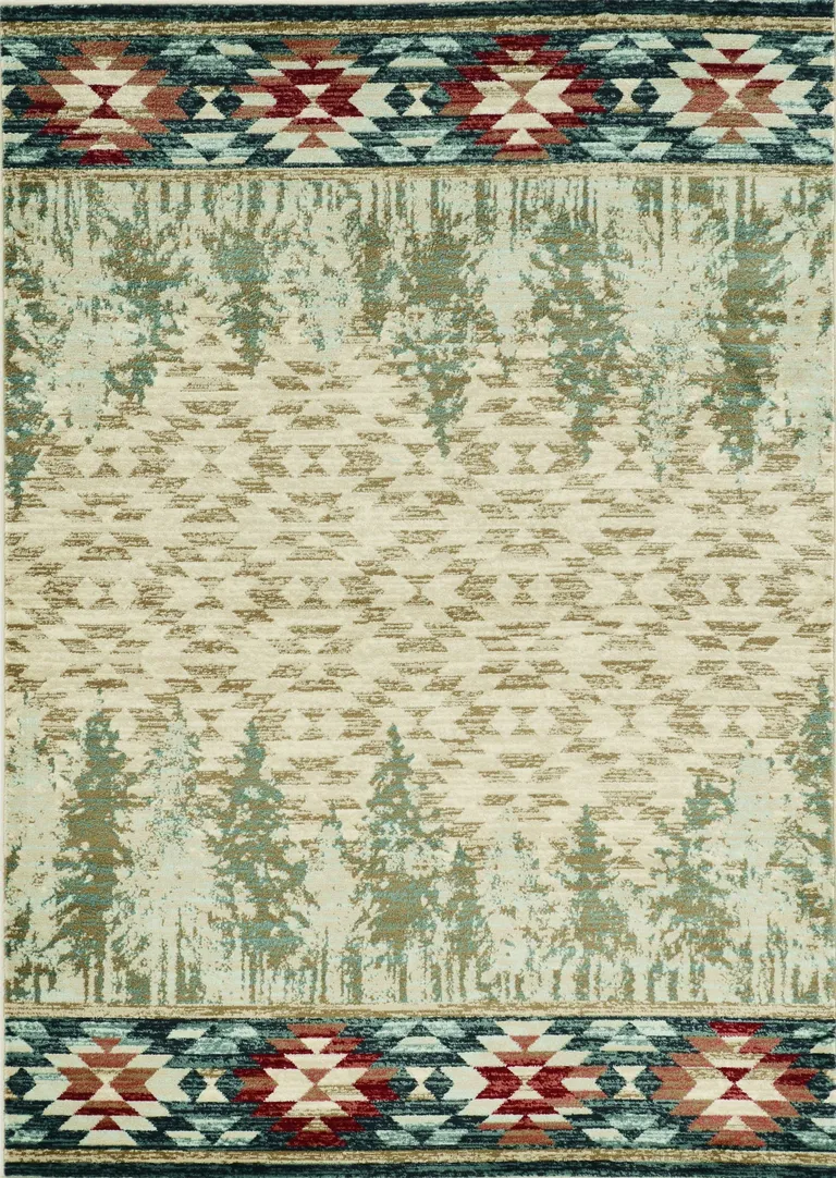 Ivory Machine Woven Pinegrove Lodge Indoor Area Rug Photo 1