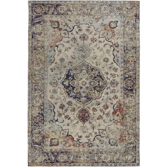 Ivory Floral Medallion Area Rug Photo 2