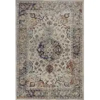 Photo of Ivory Machine Woven Traditional Floral Medallion Indoor Area Rug