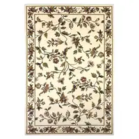 Photo of Ivory Machine Woven Traditional Floral Vines Octagon Indoor Area Rug