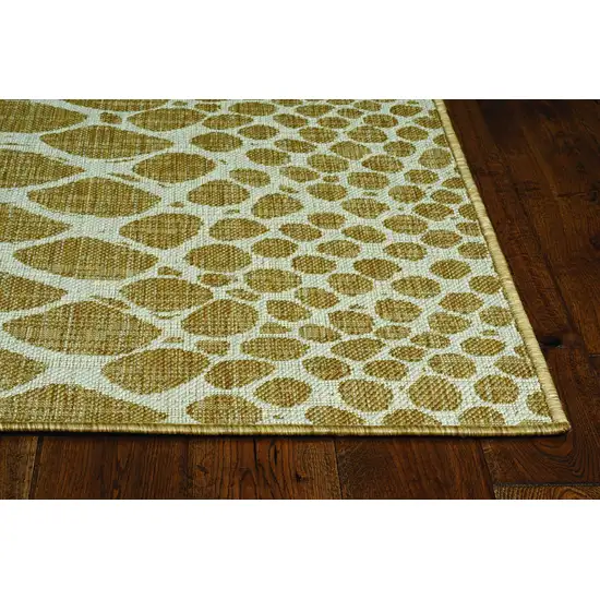 Ivory Machine Woven UV Treated Snake Print Indoor Outdoor Accent Rug Photo 1