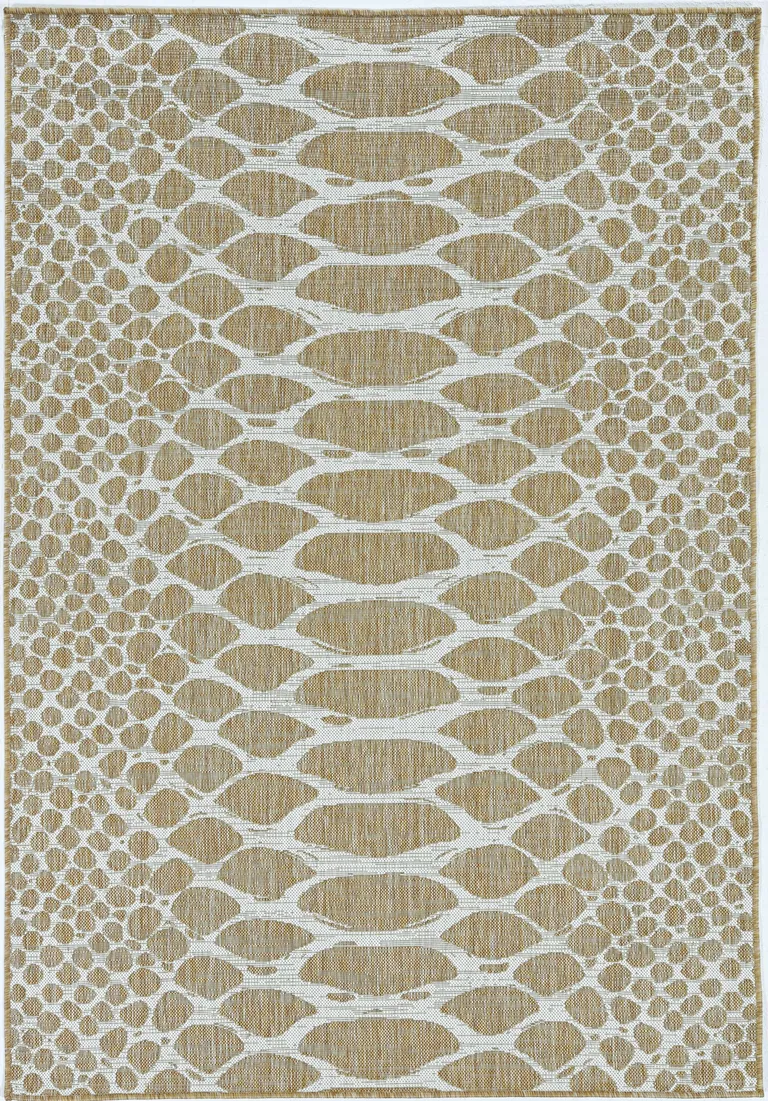 Ivory Machine Woven UV Treated Snake Print Indoor Outdoor Accent Rug Photo 2