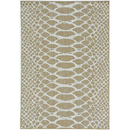 3'X4' Ivory Machine Woven Uv Treated Snake Print Indoor Outdoor Accent Rug Photo 2