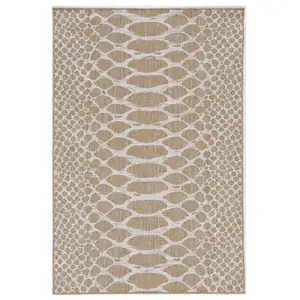 Photo of Ivory Machine Woven UV Treated Snake Print Indoor Outdoor Area Rug