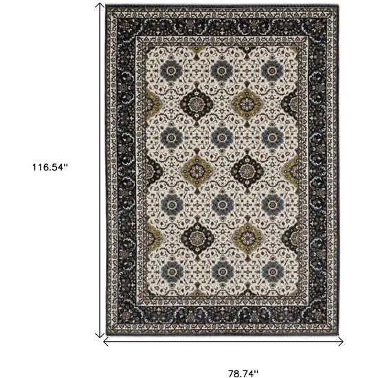 Ivory Medallion Area Rug With Fringe Photo 3