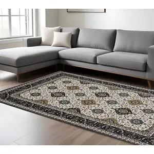 Photo of Ivory Medallion Area Rug With Fringe