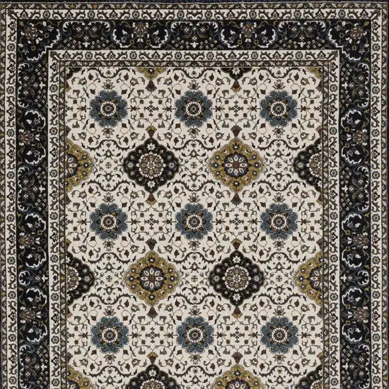 Ivory Medallion Area Rug With Fringe Photo 8