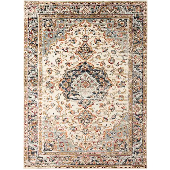 Ivory Medallion Power Loom Area Rug Photo 1