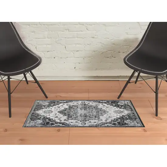 Ivory Medallion Power Loom Area Rug Photo 2