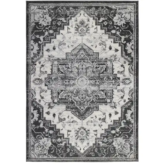 Ivory Medallion Power Loom Area Rug Photo 1