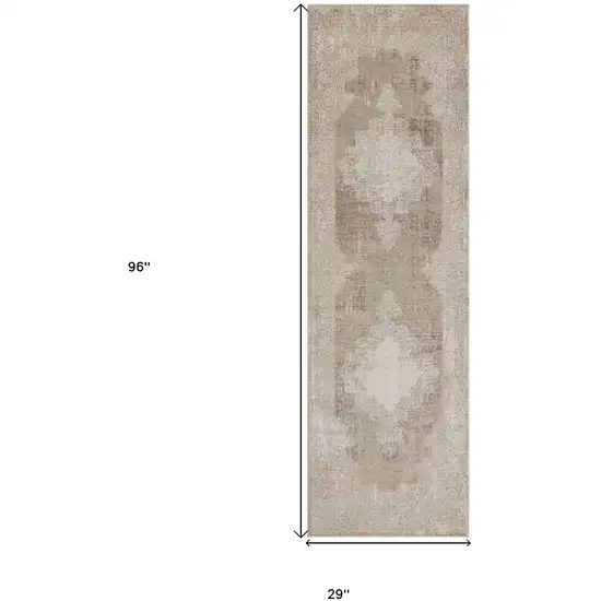 Ivory Medallion Runner Rug Photo 3