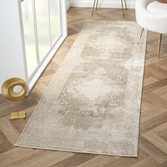 Ivory Medallion Runner Rug Photo 8