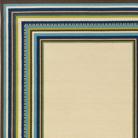 Ivory Mediterranean Blue and Lime Border Indoor Outdoor Area Rug Photo 4