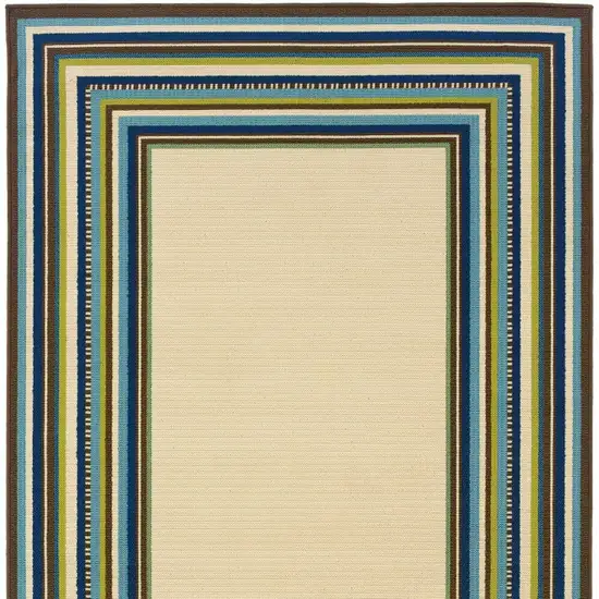 Ivory Mediterranean Blue and Lime Border Indoor Outdoor Area Rug Photo 5