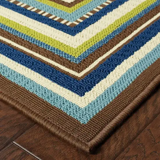 Ivory Mediterranean Blue and Lime Border Indoor Outdoor Area Rug Photo 2