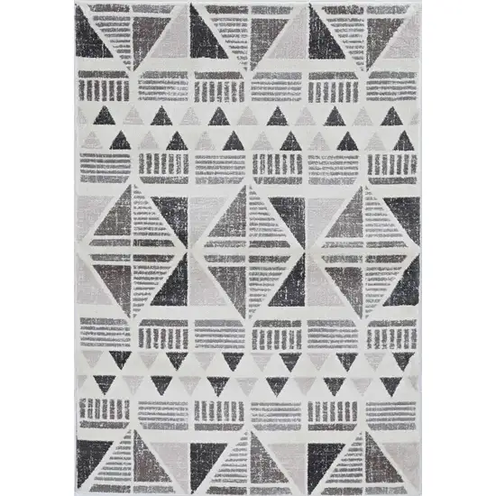 Ivory Mocha Machine Woven Geometric Indoor Runner Rug Photo 2