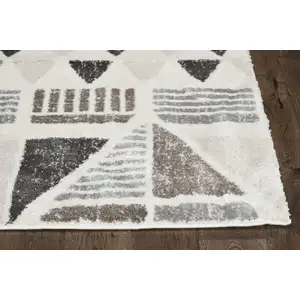 Photo of Ivory Mocha Machine Woven Geometric Indoor Runner Rug