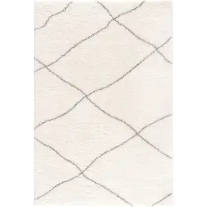 Photo of Ivory Modern Uneven Lattice Area Rug