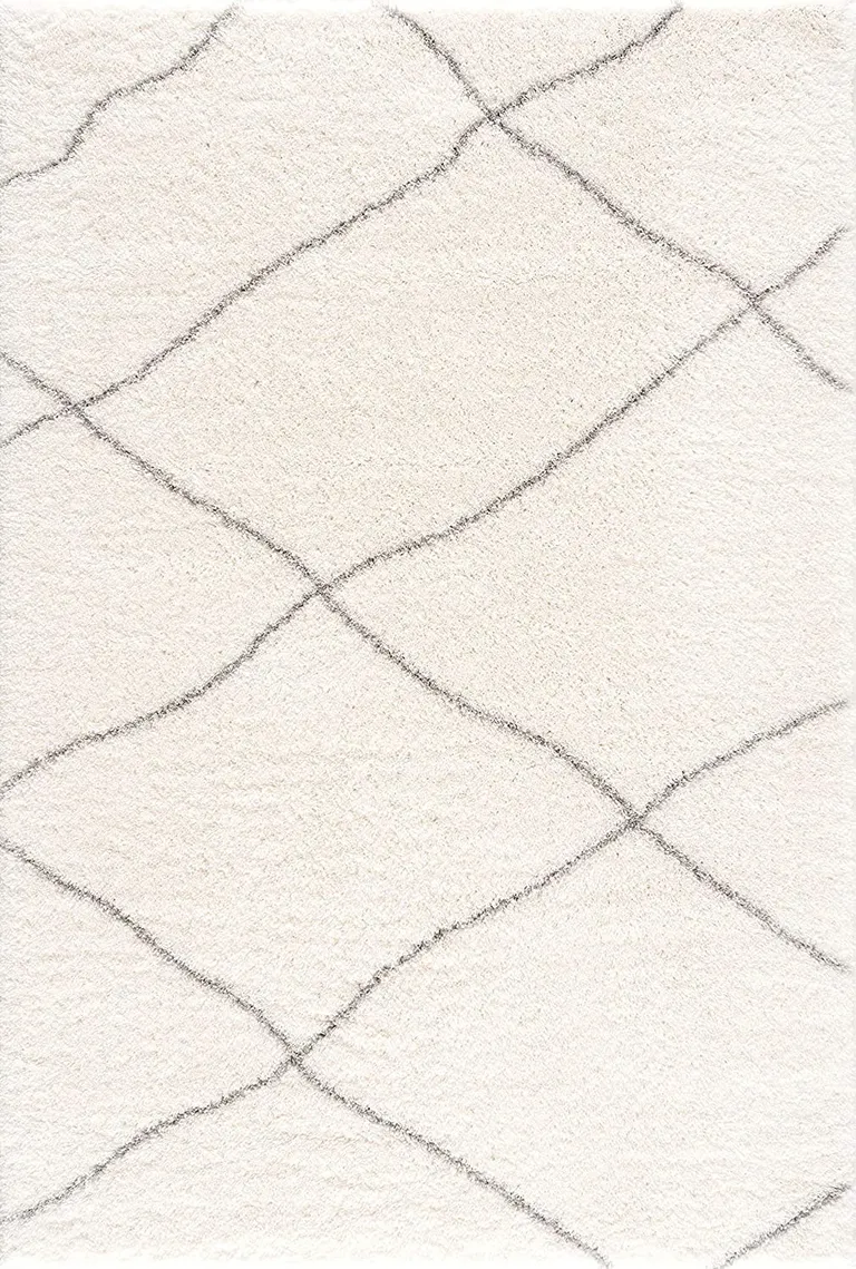 Ivory Modern Uneven Lattice Area Rug Photo 1