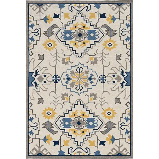 Ivory Mosaic Floral Area Rug Photo 3