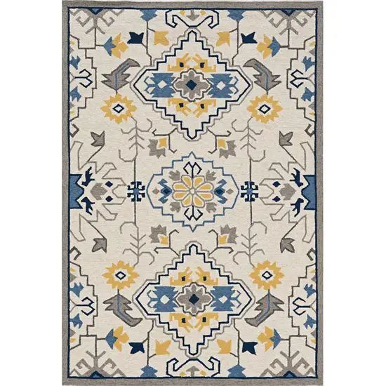 Ivory Mosaic Floral Area Rug Photo 4