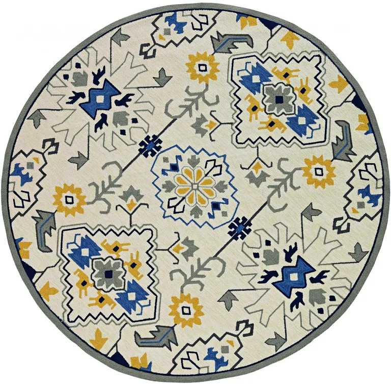 Ivory Mosaic Floral Area Rug Photo 2