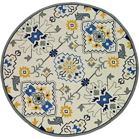 Ivory Mosaic Floral Area Rug Photo 2