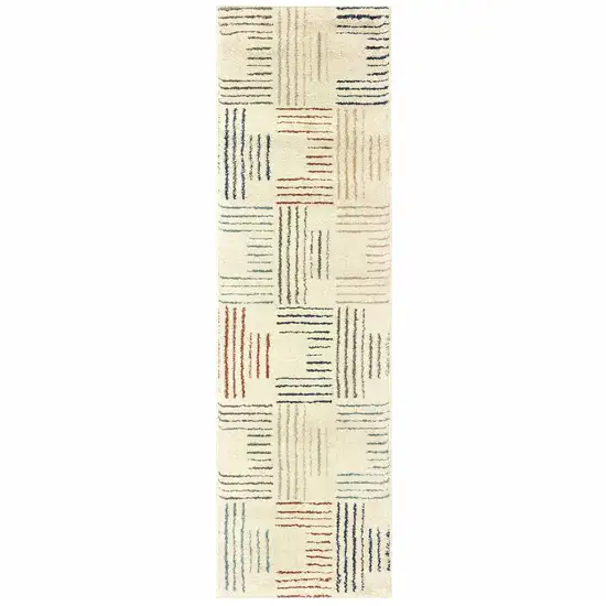 Ivory Multi Neutral Tone Scratch Indoor Runner Rug Photo 5