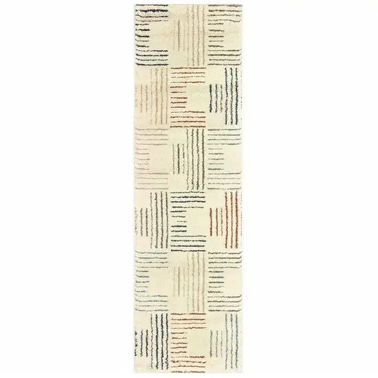 Ivory Multi Neutral Tone Scratch Indoor Runner Rug Photo 1