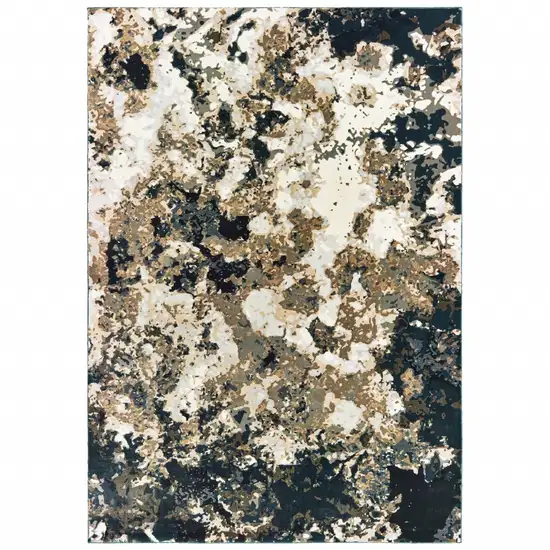 Ivory Navy Abstract Marble Indoor Area Rug Photo 1