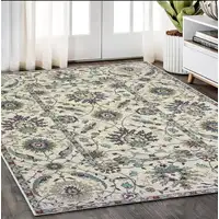 Photo of Ivory Navy Blue And Brown Oriental Area Rug