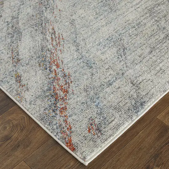 Ivory Orange And Blue Abstract Power Loom Stain Resistant Area Rug Photo 4