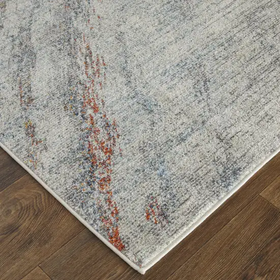 Ivory Orange And Blue Abstract Power Loom Stain Resistant Area Rug Photo 1