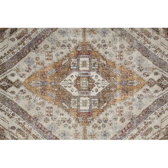 Ivory Orange And Brown Abstract Area Rug Photo 5